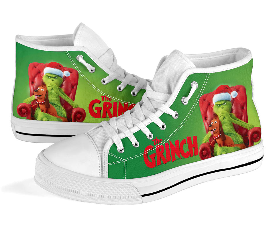 Grinch Christmas High Top, The Grinch Canvas Shoes Grinch Unisex Hightop Sneaker