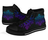 Owl Blue Purple, Womens Leather Boots high top