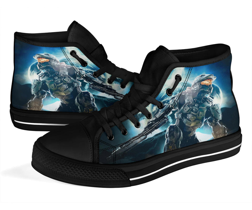 Halo Master Chief High Top Sneaker Master Chief Converse Style Unisex Shoes black