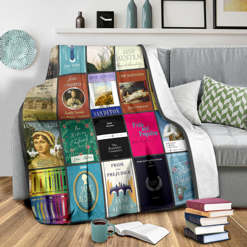 Jane Austen Books Blanket