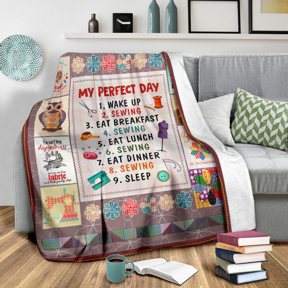 My Perfect Day, I Love Sewing Blanket copy
