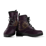 Sun Moon Mandala, Gold Burgandy Wine, Women's Boots