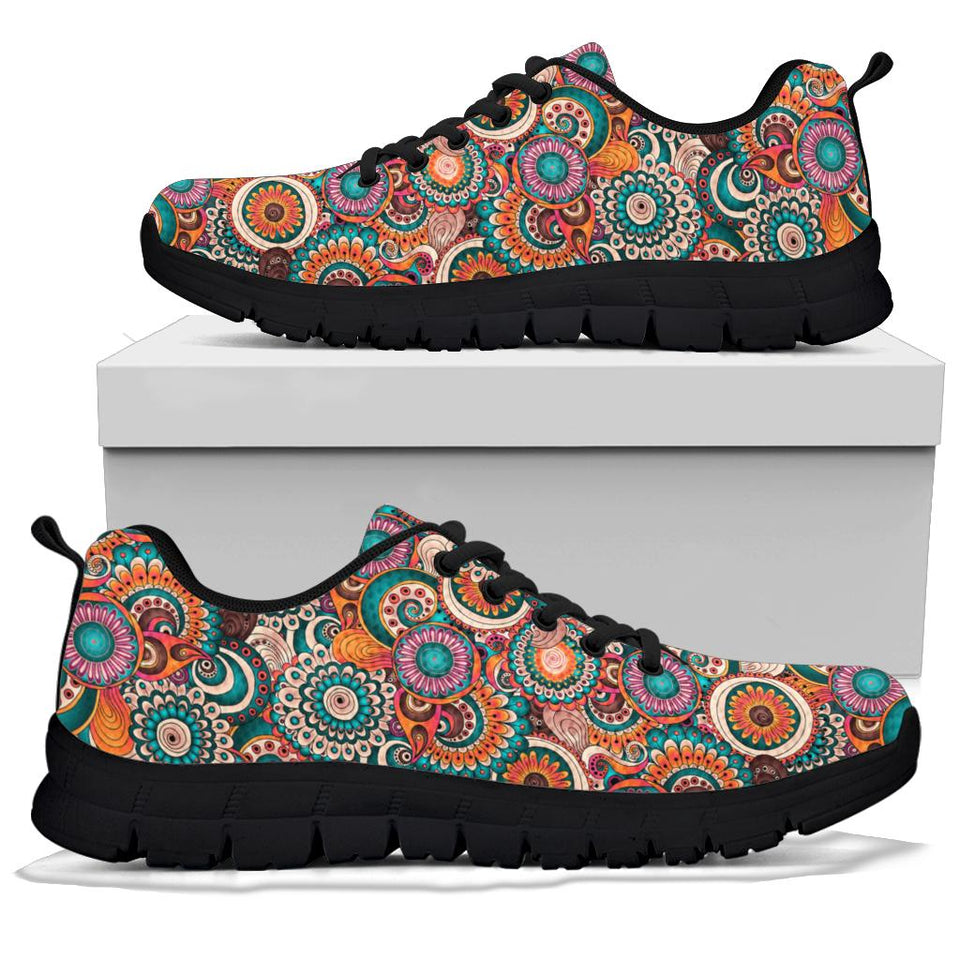 Blue Paisley Mandala, Leather Boots SNEAKERS