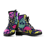Rainbow Sugar Skull, Dia De los Muertos, Women's Boots, Vegan Leather, Combat Style Boots, Lolita Combat Boots, Day Of The Dead