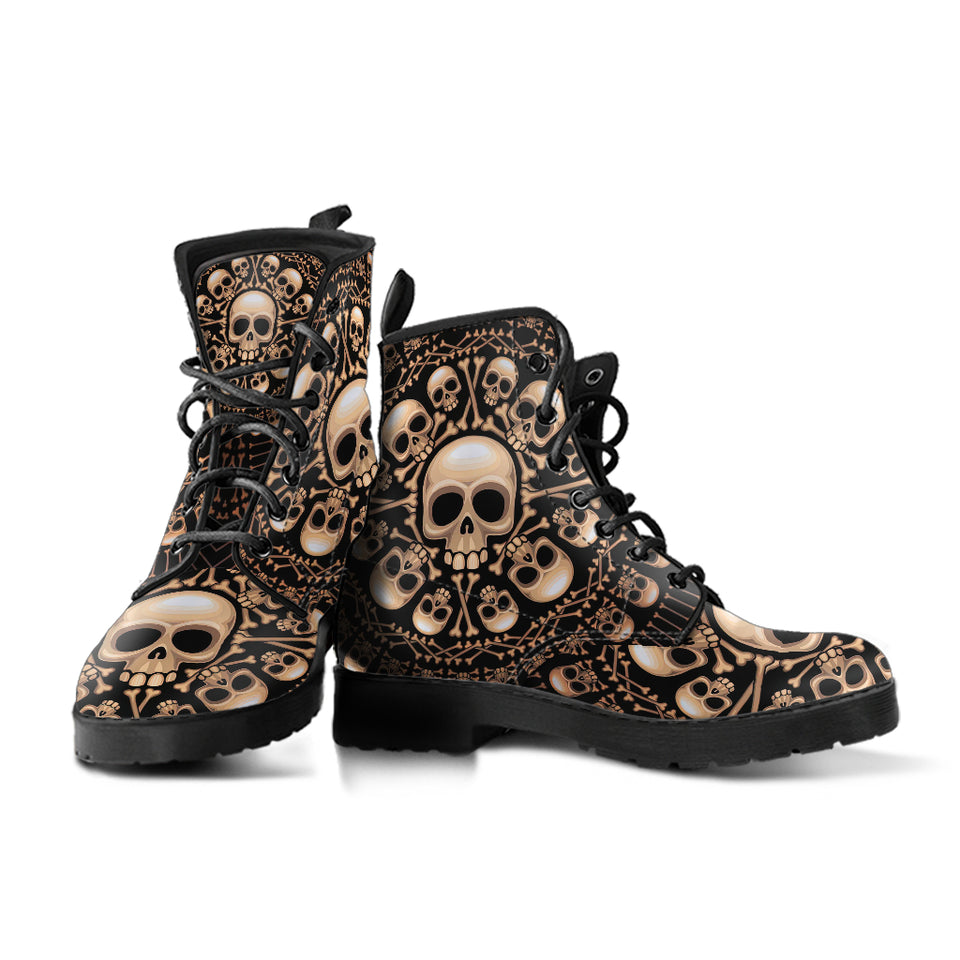 Leather Boots Women, Womens Skull Boots, Handmade Shoes