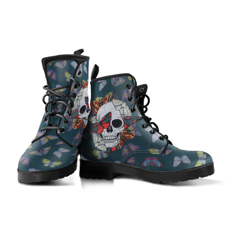 Colorful Butterfly, Leather Boots Women, Sugar Skull, Womens Winter Boots, Vegan Leather, Custom Leather Boots, Lace Up Boots, Hippie Boots