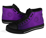 Purple Sun And Moon, Leather Boots high top