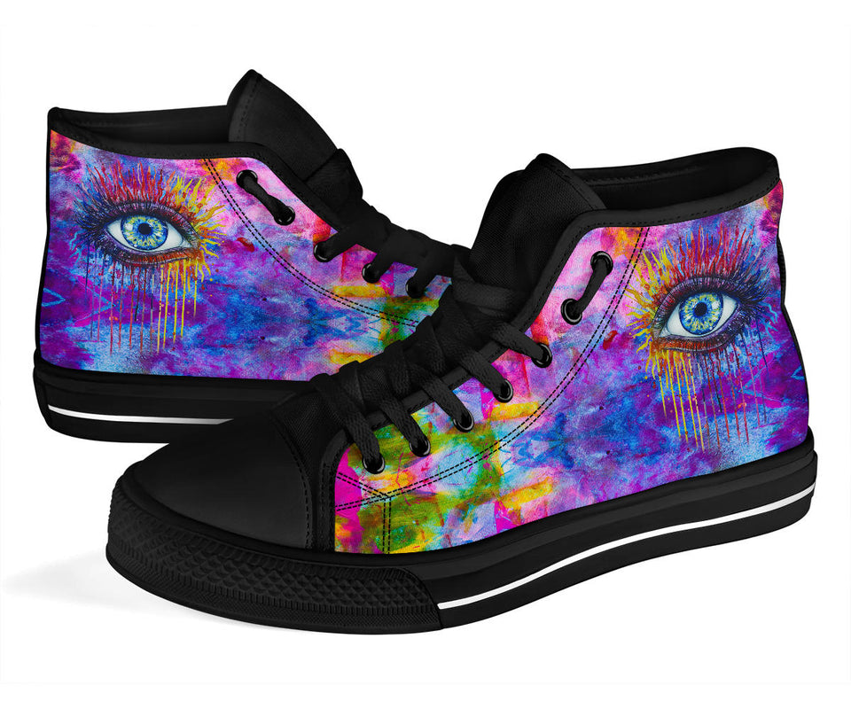 Rainbow Eye, Womens Leather Boots high top