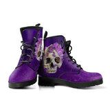Crystal Skull, Gothic Hiking Boots, Women's Boots, Vegan Leather, Combat Style Boots, Emo Punk Boots, Goth Winter Boots