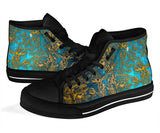 Gold Floral, Vegan Leather, Streetwear, Womens Leather Boots