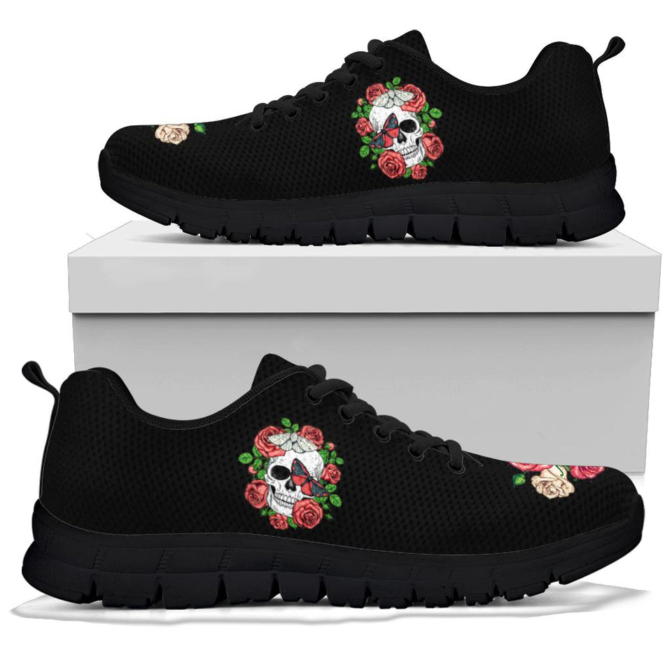 Skull and Roses, Gothic Hiking Boots SNEAKERS