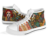 Santa Muerte Custom Sneakers, Sugar Skull Custom Shoes, Santisima Muerte Hand Painted Shoes