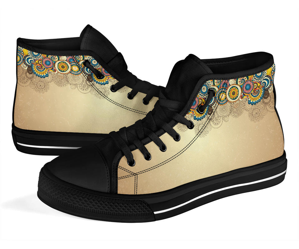 Vintage Hippie, Geometric Abstract, Women's Boots high top