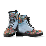 Blue Paisley Mandala, Leather Boots Women, Multicolour Mandala