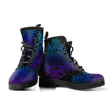 Owl Blue Purple, Womens Leather Boots, Vegan Leather, Spiritual, Multi Colored