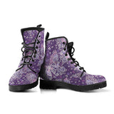 Purple Butterfly, Leather Boots Women, Vegan Leather, Hippie Boots, Handmade Crafted, Rain Boots, Womens Winter Boots, Lace Up Boots