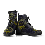 Sun and Moon, Mandala Design, Women's Boots, Vegan Leather, Combat Style Boots