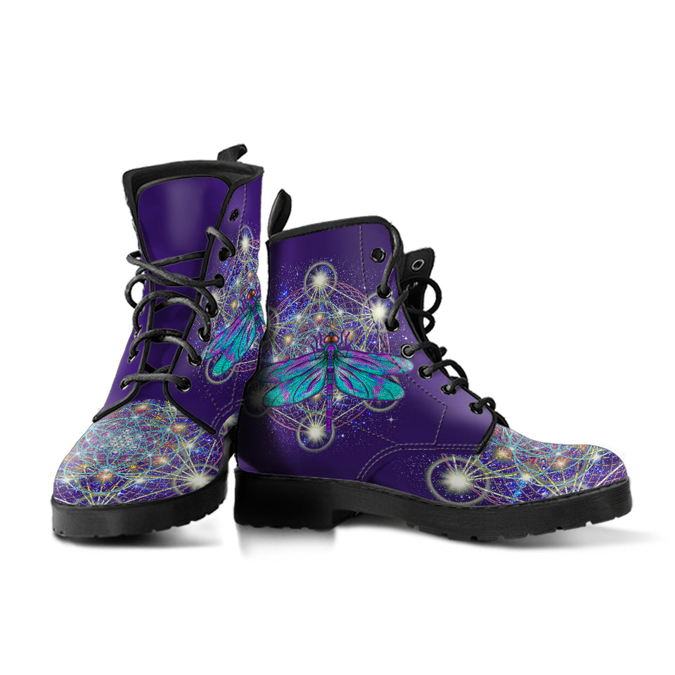 Green Dragonfly, Lace Up Boots, Handmade Boots, Vegan Leather, Chakra, Spiritual, Festival Boots, Forest Nature, Rain Boots, Classic Boot