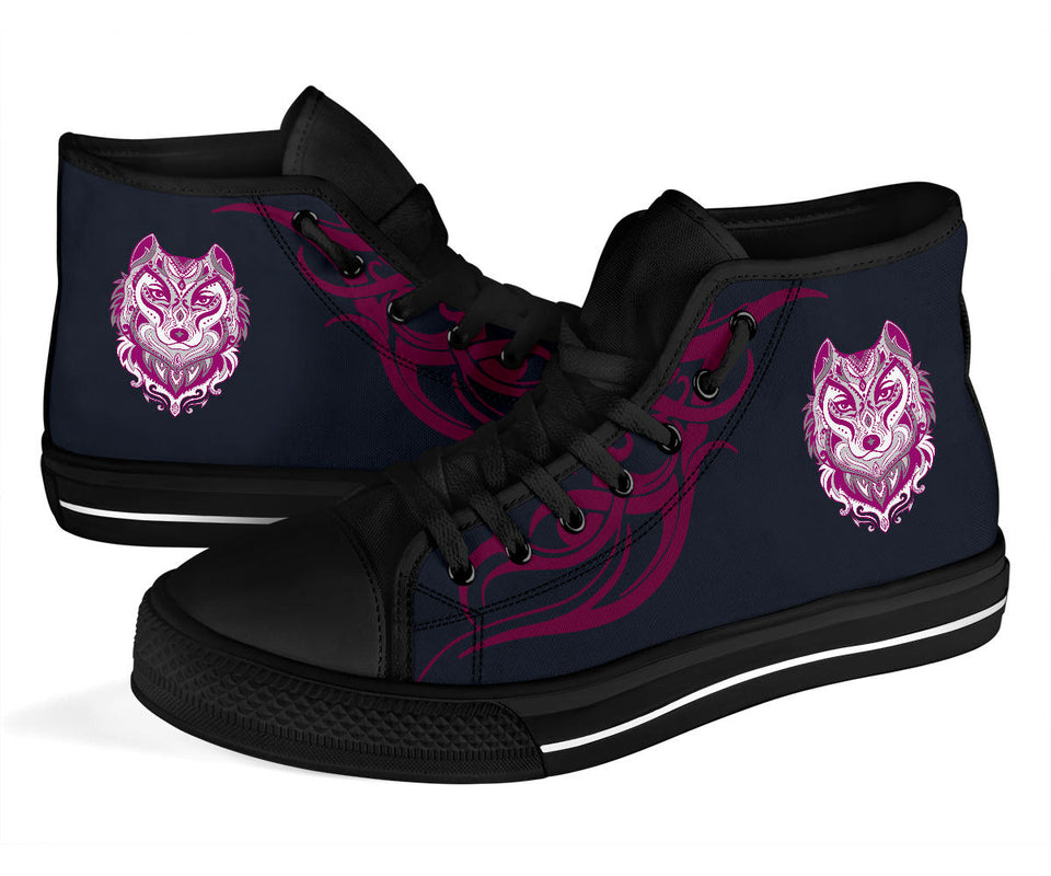 Tribal Wolf, Womens Leather Boots, Wolf Boots