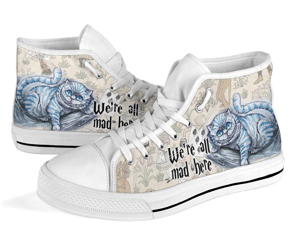 Cheshire Cat High Top Sneaker, Alice in Wonderland Shoes Women's Canvas Sneakers