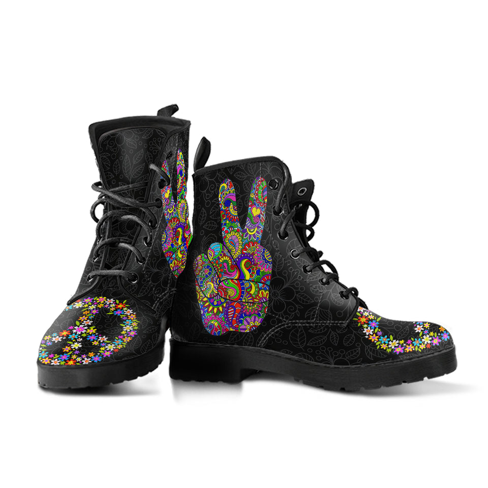 Peace Sign Symbol, Meditation Zen Yoga, Women's Boots
