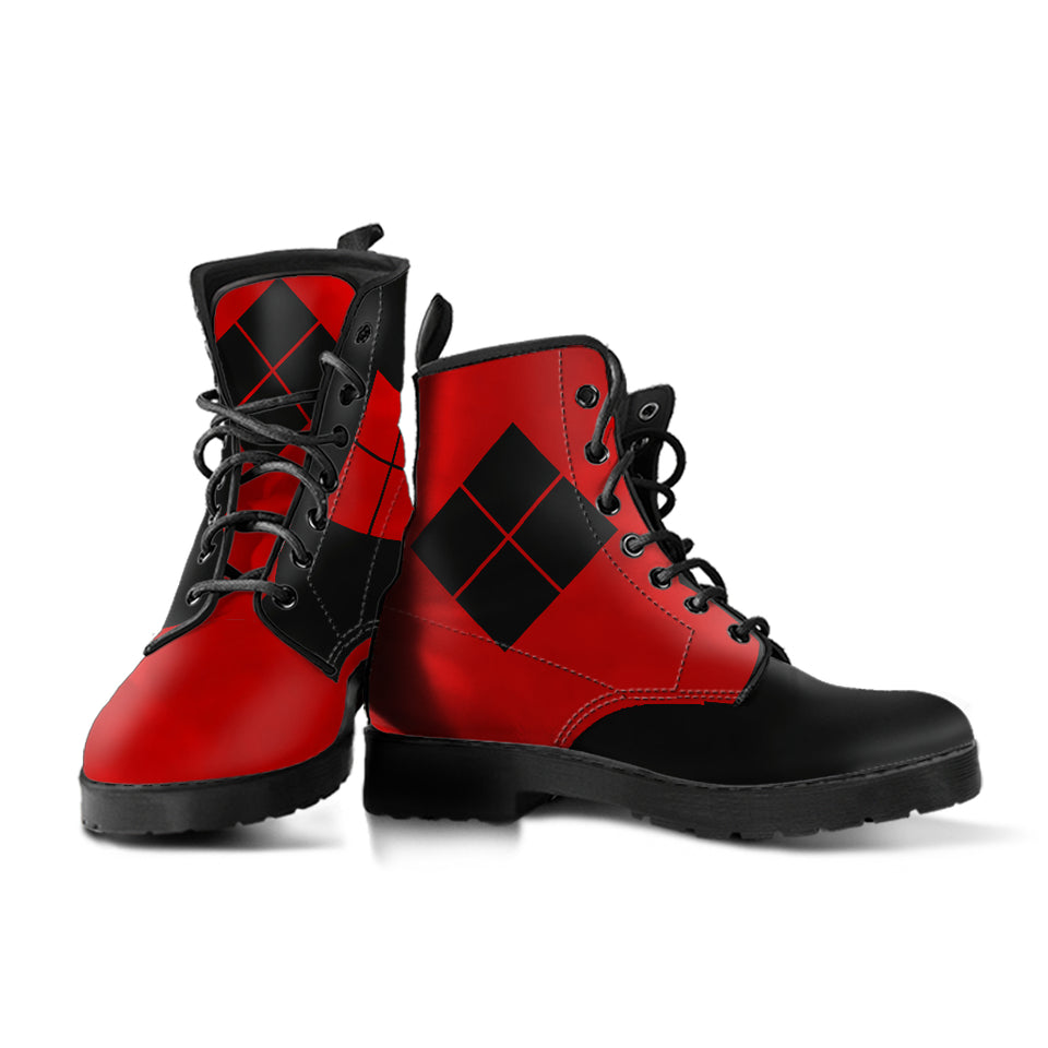Harley Quinn Inspired Opposites Vegan Boots