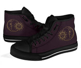 Sun Moon Mandala, Gold Burgandy Wine, Women's Boots