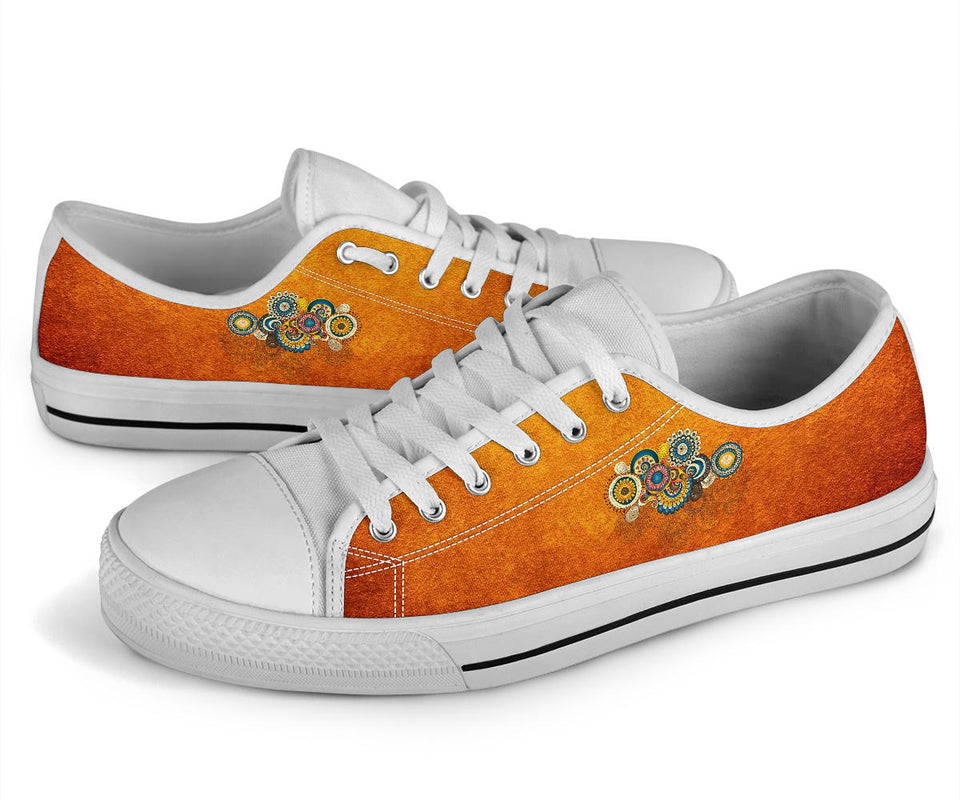 Orange Peace Sign, Womens Leather Boots, Handmade Crafted