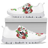 Skull and Roses, Gothic Hiking Boots, Women_s Boots, Vegan Leather, Combat Style Boots, Emo Punk Boots, Sneakers
