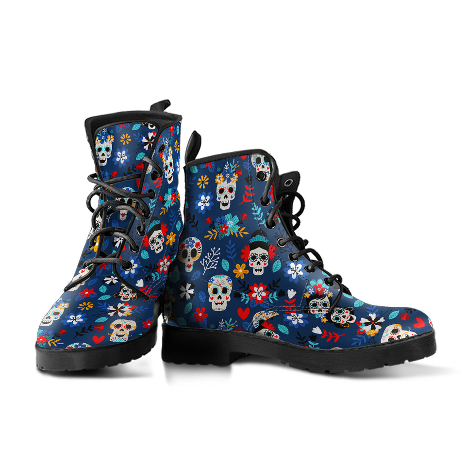 Womens Skull Boots, Womens Vegan Boot, Sugar Skulls, Leather Shoes Women, Winter Boots Women, Womens Rain Boots, Walking Boots Women