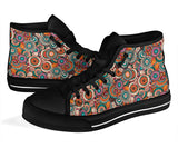 Blue Paisley Mandala, Leather Boots high top
