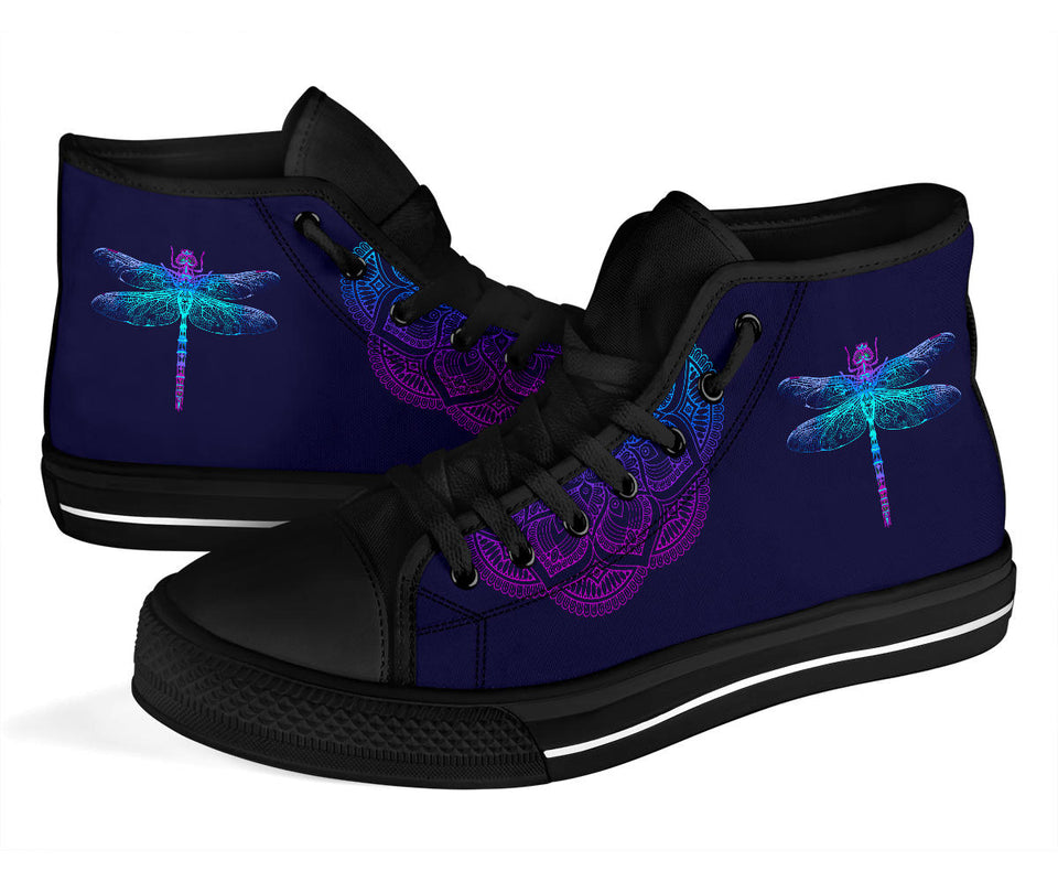 Handcrafted Boot, Dragonfly Mandala high top