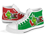 Peace Love Grinch Custom Hi Tops, Merry Christmas Custom Shoes