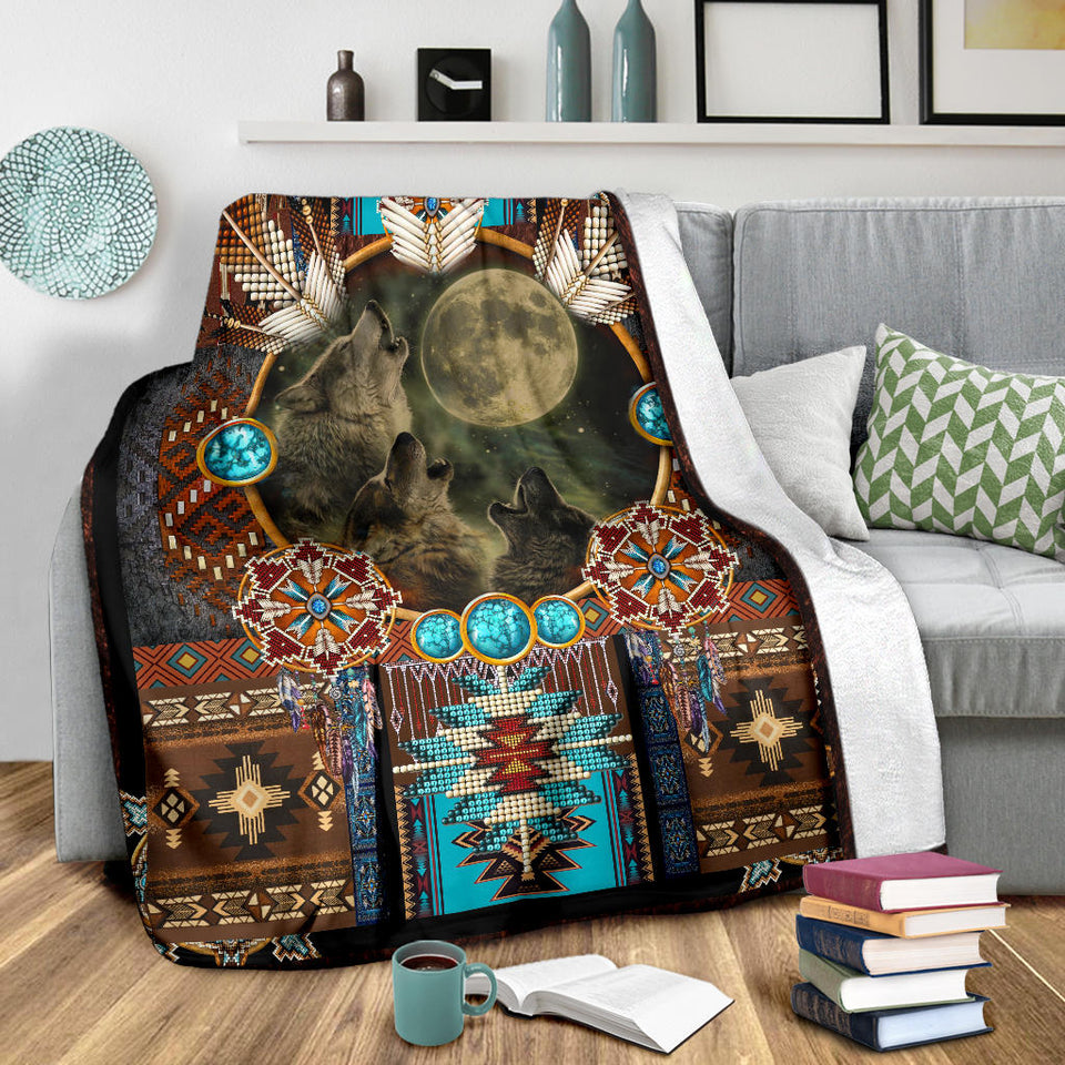 Wolf Native American Blanket