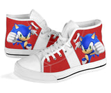 Cartoon High Top Shoes, Sonic Unisex Hightop Sneaker, Blue Hedgehog Shoes ( day trang 3D )