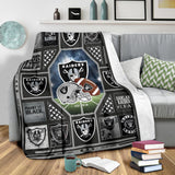 Oakland Raiders Quilt Blanket Fleece Sherpa Throw Blanket
