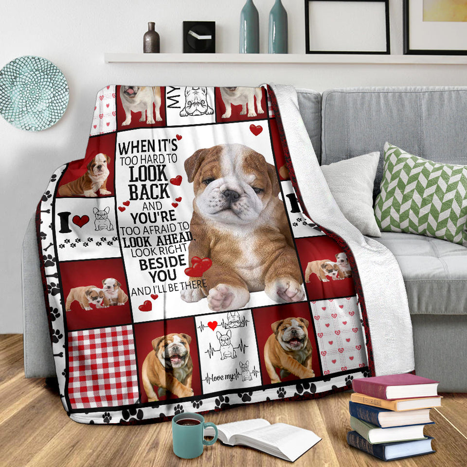 Bull Dog Fleece Throw Blanket Quilt I will always be by your side