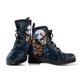 Butterfly Skull, Gothic Hiking Boots, Women's Boots, Vegan Leather, Combat Style Boots, Emo Punk Boots, Goth Winter Boots