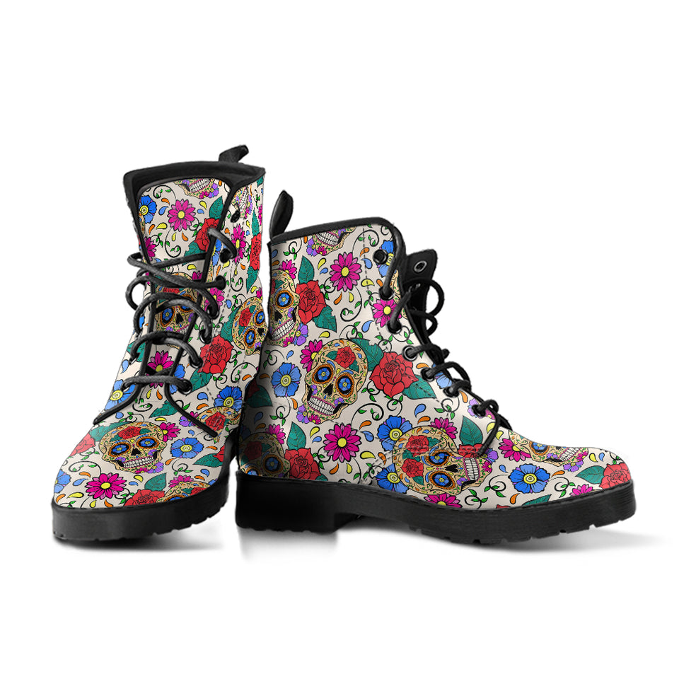 Colourful Skull, Leather Shoes, Womens Skull Boots, Vegan Leather Boots, Winter Boots, Rain Boots Womens, Bohemian Shoes, Hippie Boots