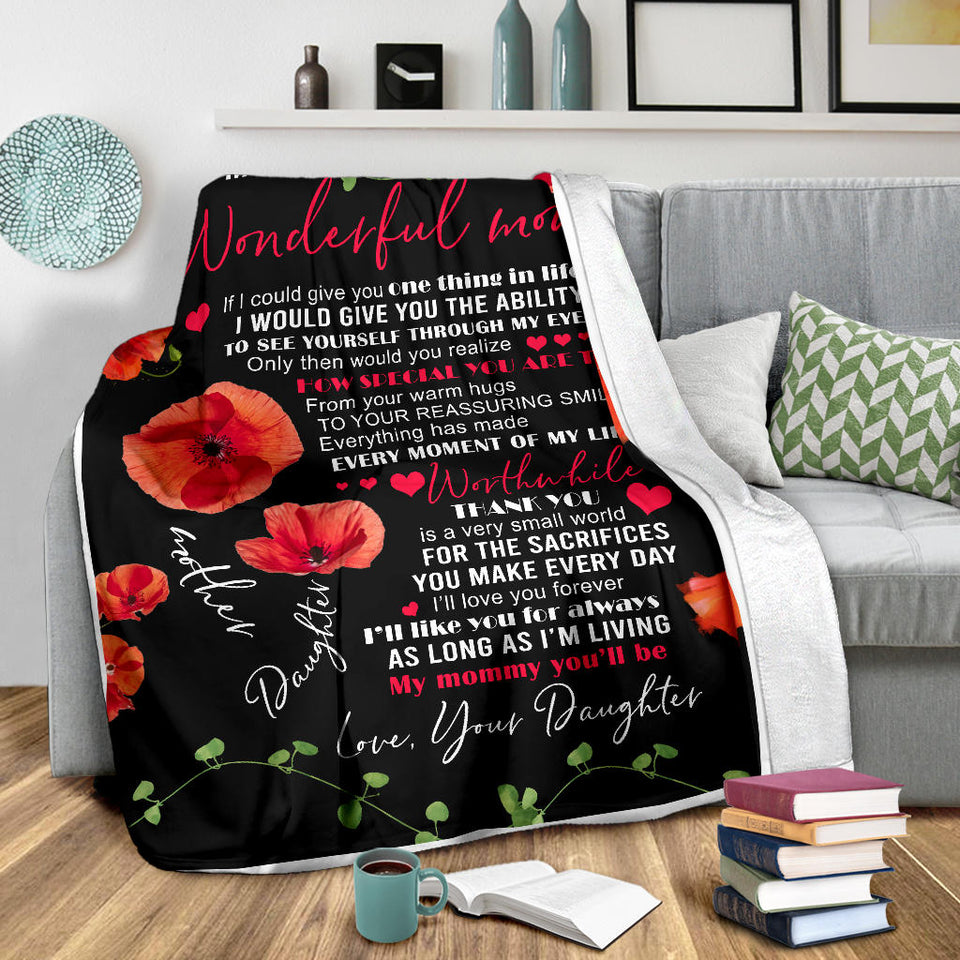 to My Wonderful MOM Blanket, to My Mom Blanket, to My Wonderful MOM How Special You are to ME 3D Pattern Custom Fleece Photo Blanket Fan Gift for Mom Mother - PL