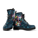 Colored Butterfly, Sugar Skull, Vegan Leather, Leather Boots Women