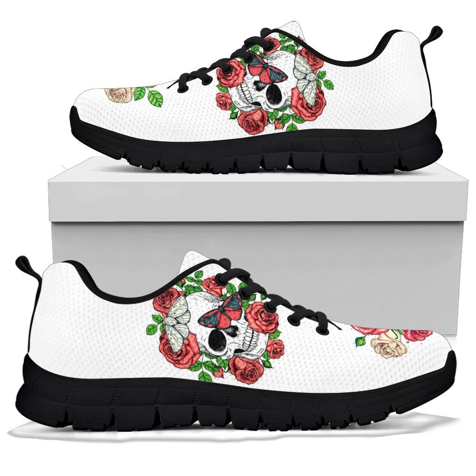 Skull and Roses, Gothic Hiking Boots, Women_s Boots, Vegan Leather, Combat Style Boots, Emo Punk Boots, Sneakers