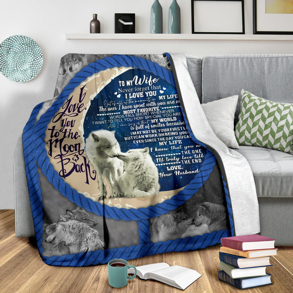To My Wife I Love You To The Moon And Back Blanket