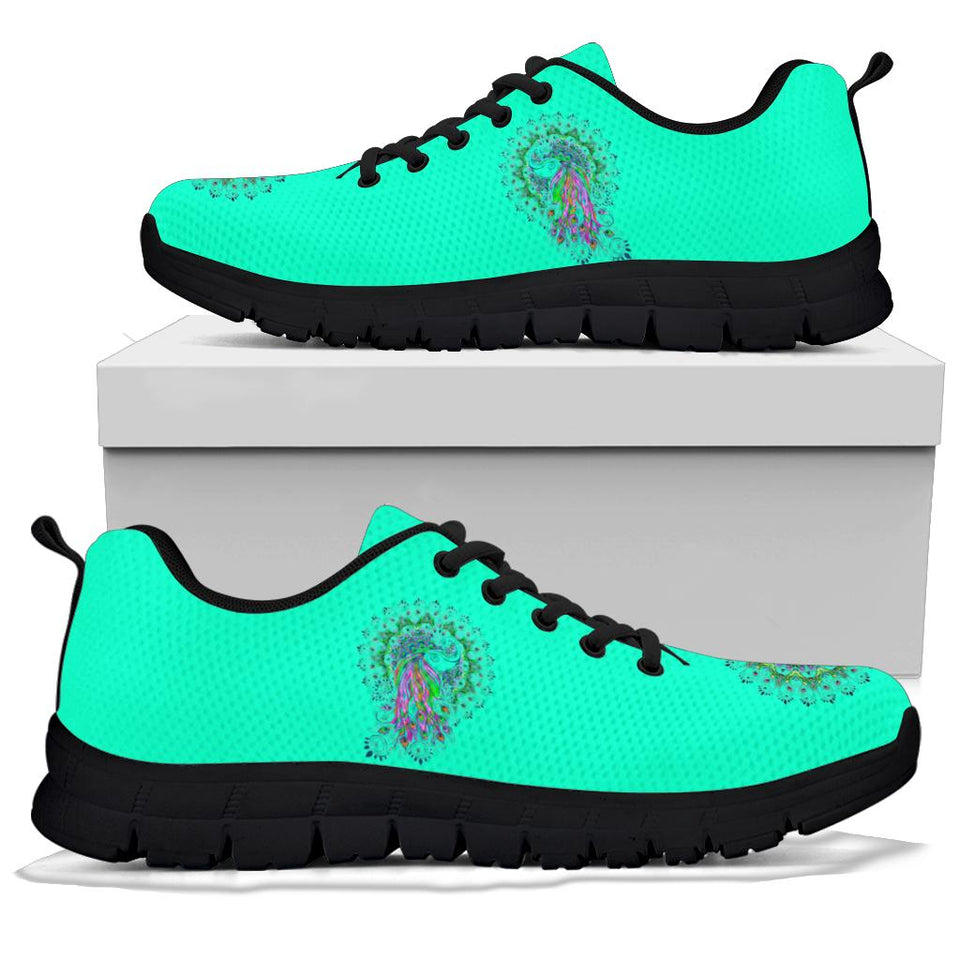 Peacock Mandala, Turquoise Teal Green SNEAKERS