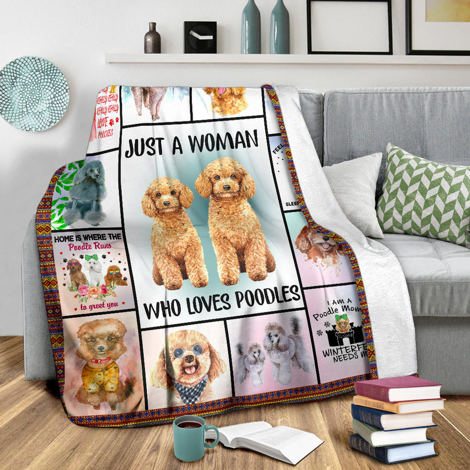 Just A Woman Who Loves Poodles Blanket