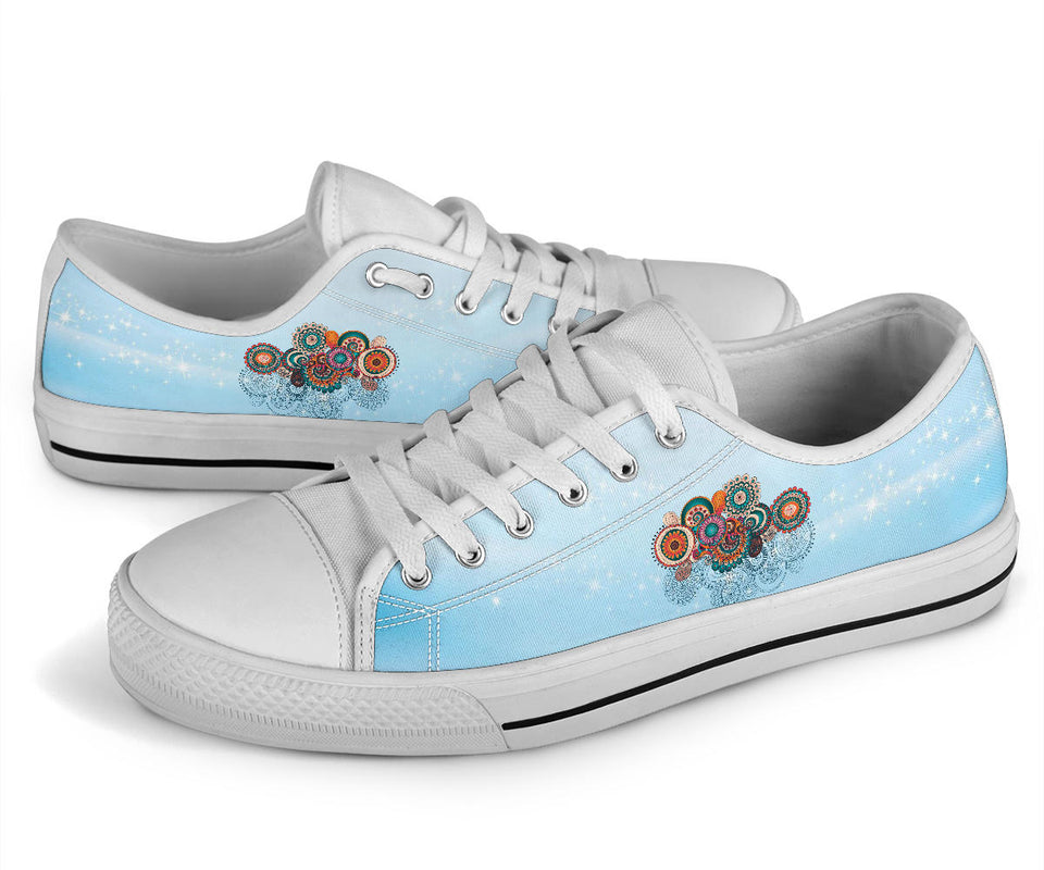 Blue Paisley Mandala, Leather Boots Women, Multicolour