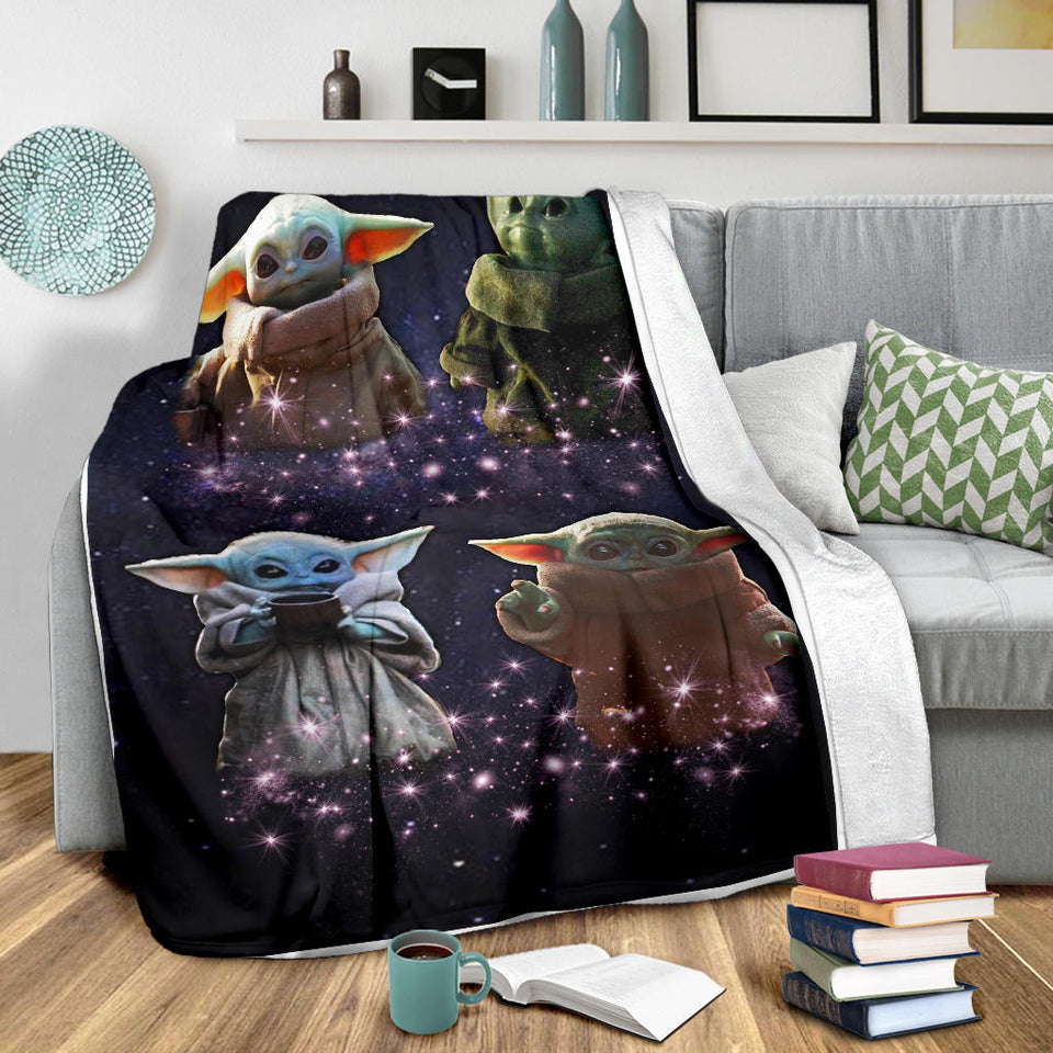 Baby Yoda Blanket, Star Wars Blanket - Cozy Plush Fleece, Sherpa Blanket (White) - PL