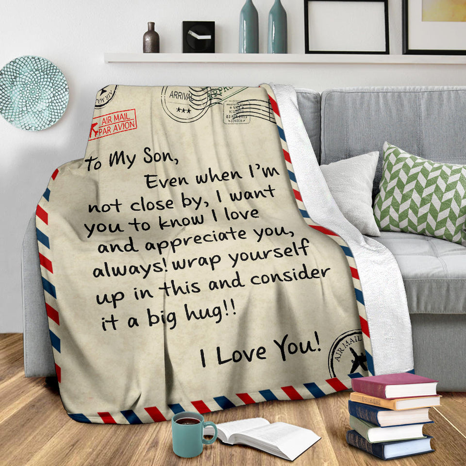 To My Son I Love You Letter Blanket