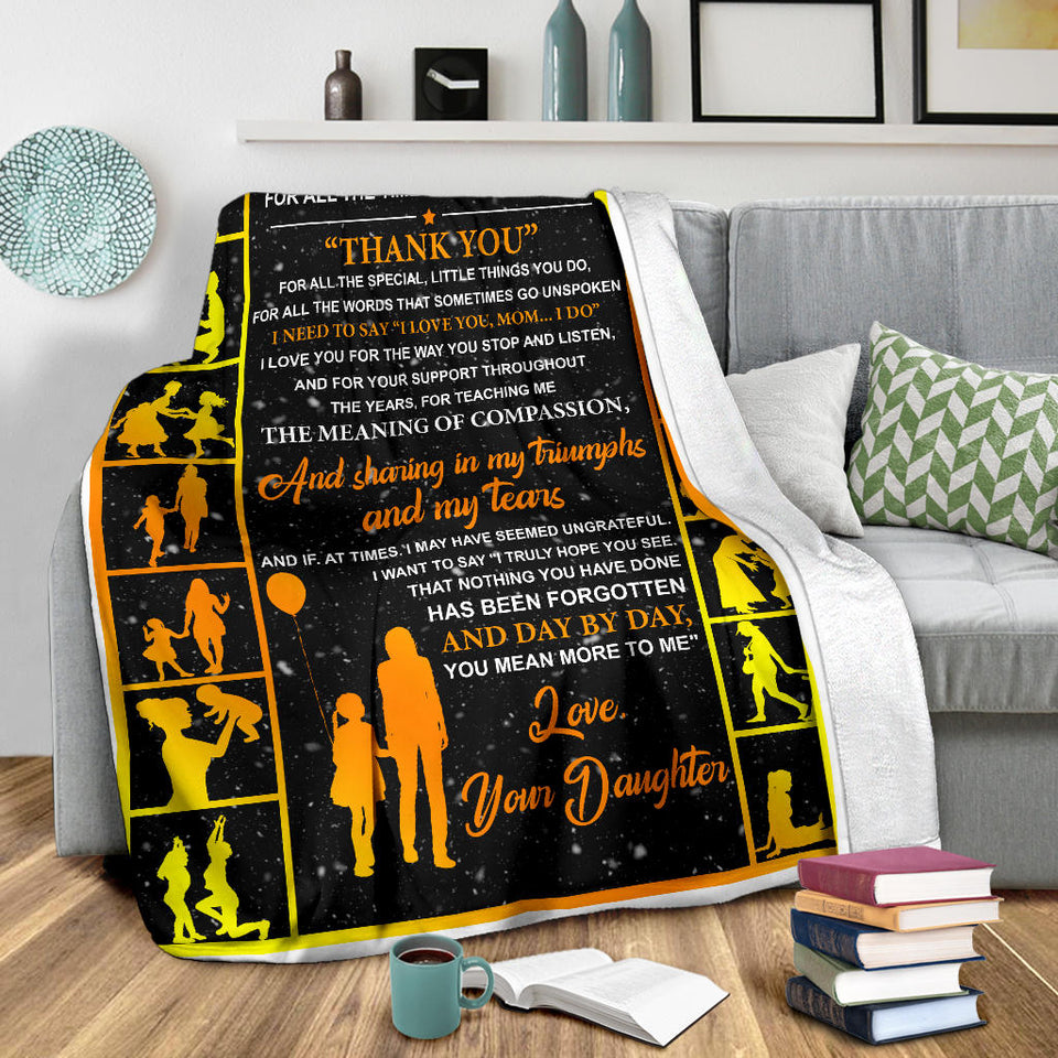 to My MOM Blanket, to My Mom For All The Time That I Forgot To "Thank You" from Daughter Fleece Blanket, Mother's Day Gift, Blanket for Mother's Day Gift for Mom - PL