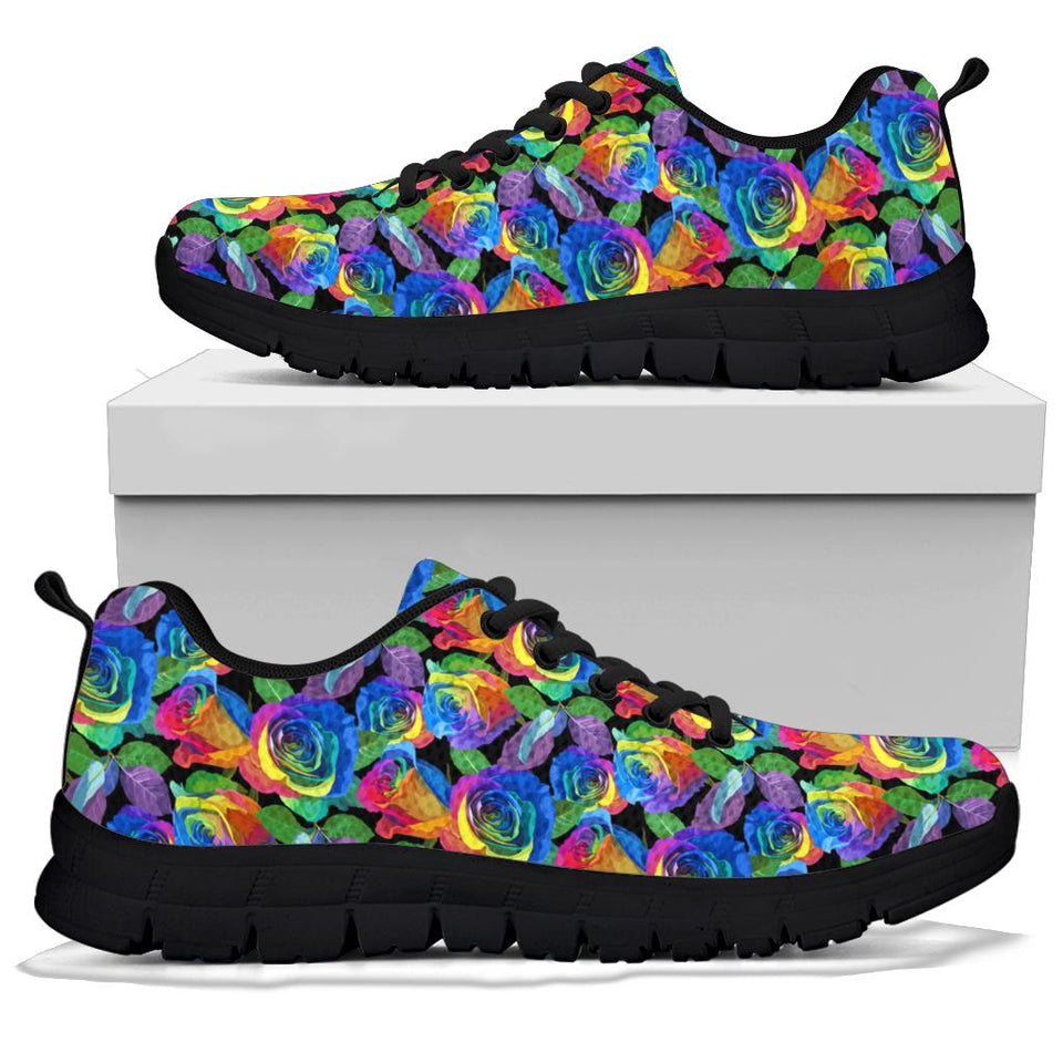 Colorful Floral, Womens Leather Boots
